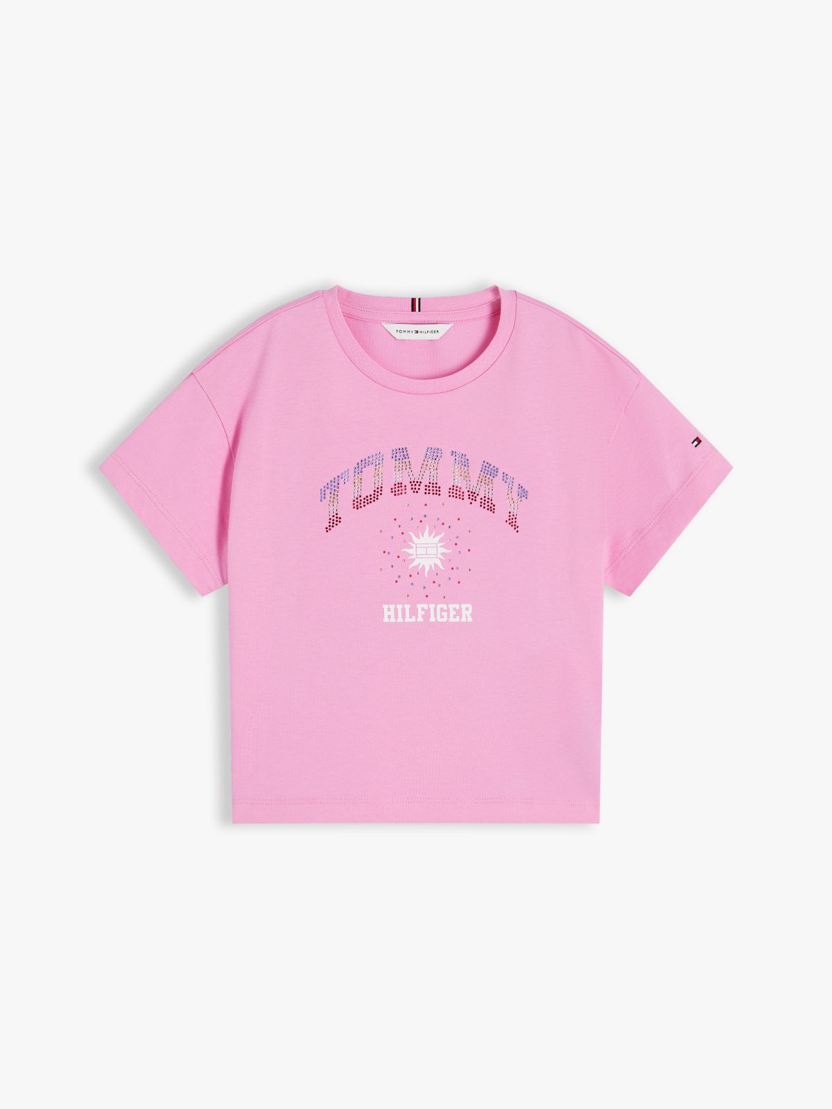 Kids' Rhinestone Tommy Logo T-Shirt — Pink Daisy