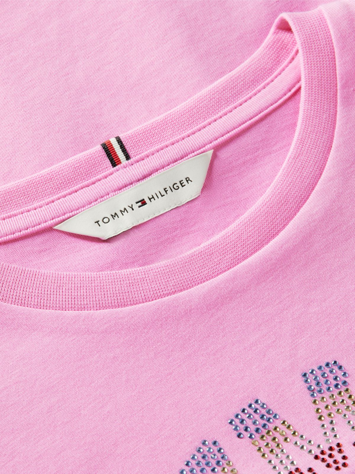 Kids' Rhinestone Tommy Logo T-Shirt — Pink Daisy