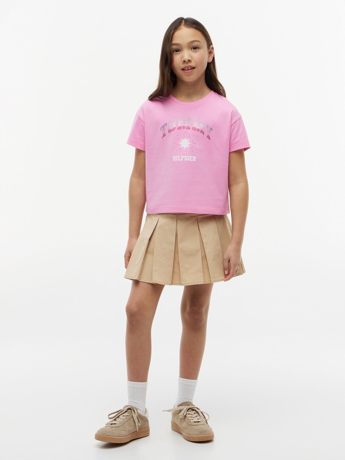 Kids' Rhinestone Tommy Logo T-Shirt — Pink Daisy