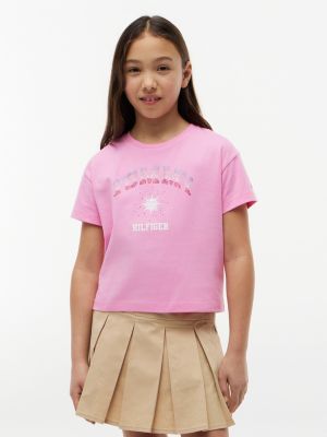 Kids' Rhinestone Tommy Logo T-Shirt, Pink Daisy