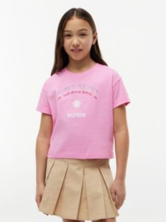 Kids' Rhinestone Tommy Logo T-Shirt — Pink Daisy 1