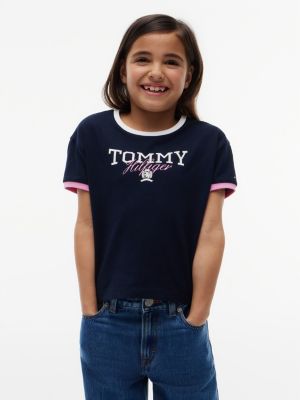 Kids' Tommy Crest Logo T-Shirt, Dark Night Navy