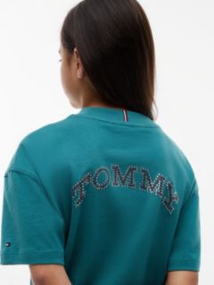 Kids' Tommy Logo Rhinestone Flag T-Shirt — Platinum Teal 3