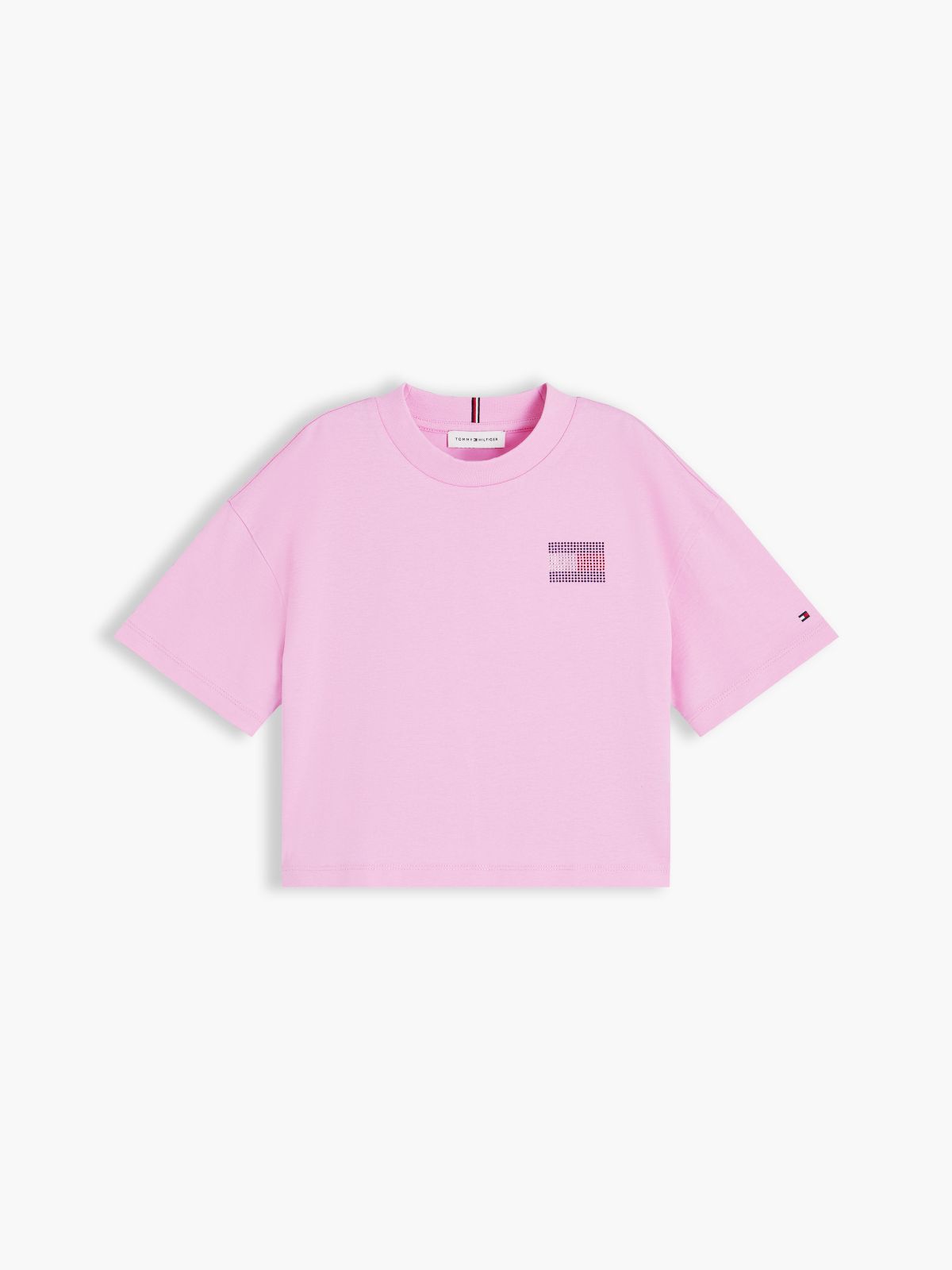 Kids' Tommy Logo Rhinestone Flag T-Shirt — Pink Daisy