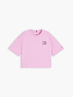 Kids' Tommy Logo Rhinestone Flag T-Shirt — Pink Daisy 5