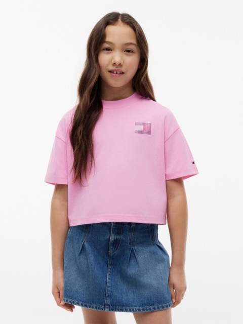 Детские футболки Tommy Hilfiger Kids' Tommy Logo Rhinestone Flag T-Shirt