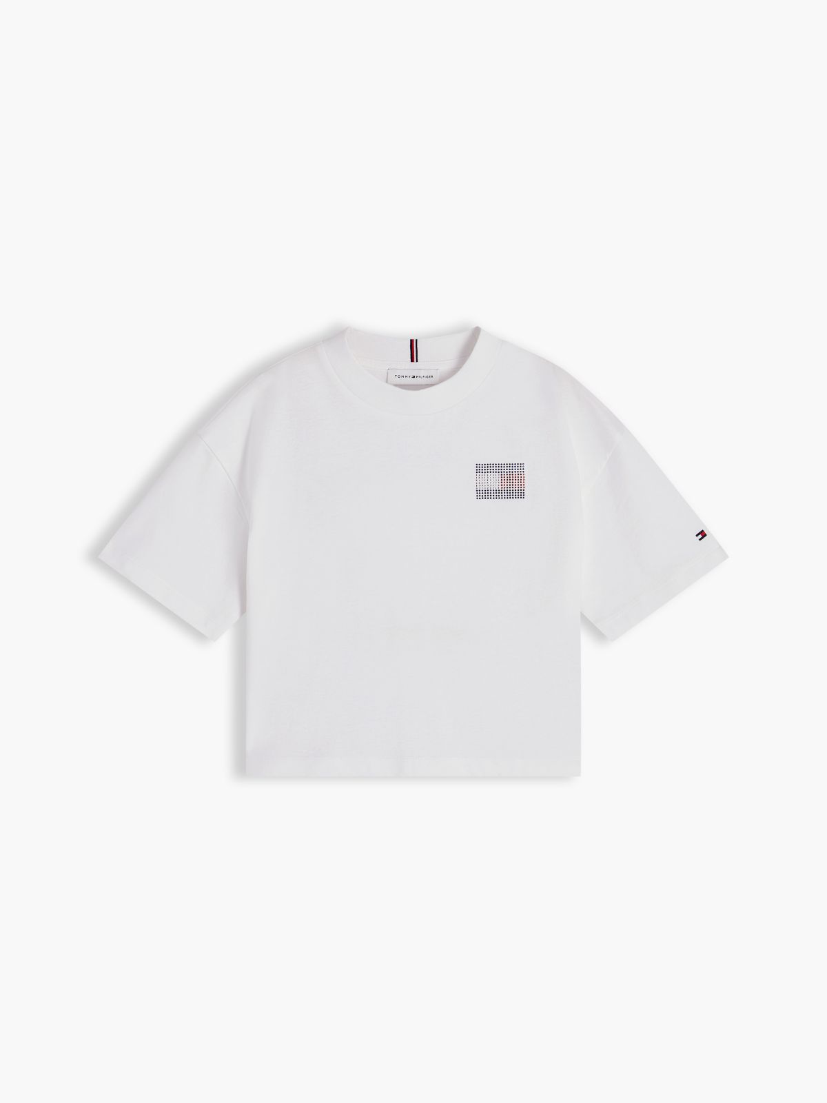 Kids' Tommy Logo Rhinestone Flag T-Shirt — White