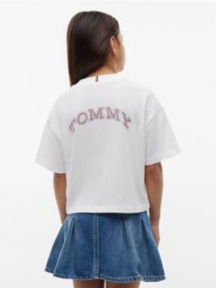 Kids' Tommy Logo Rhinestone Flag T-Shirt — White 4