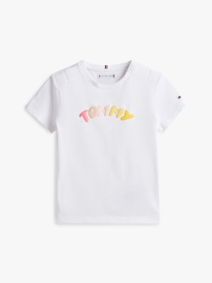 Kids' Tommy Multicolor Puff Logo T-Shirt, White