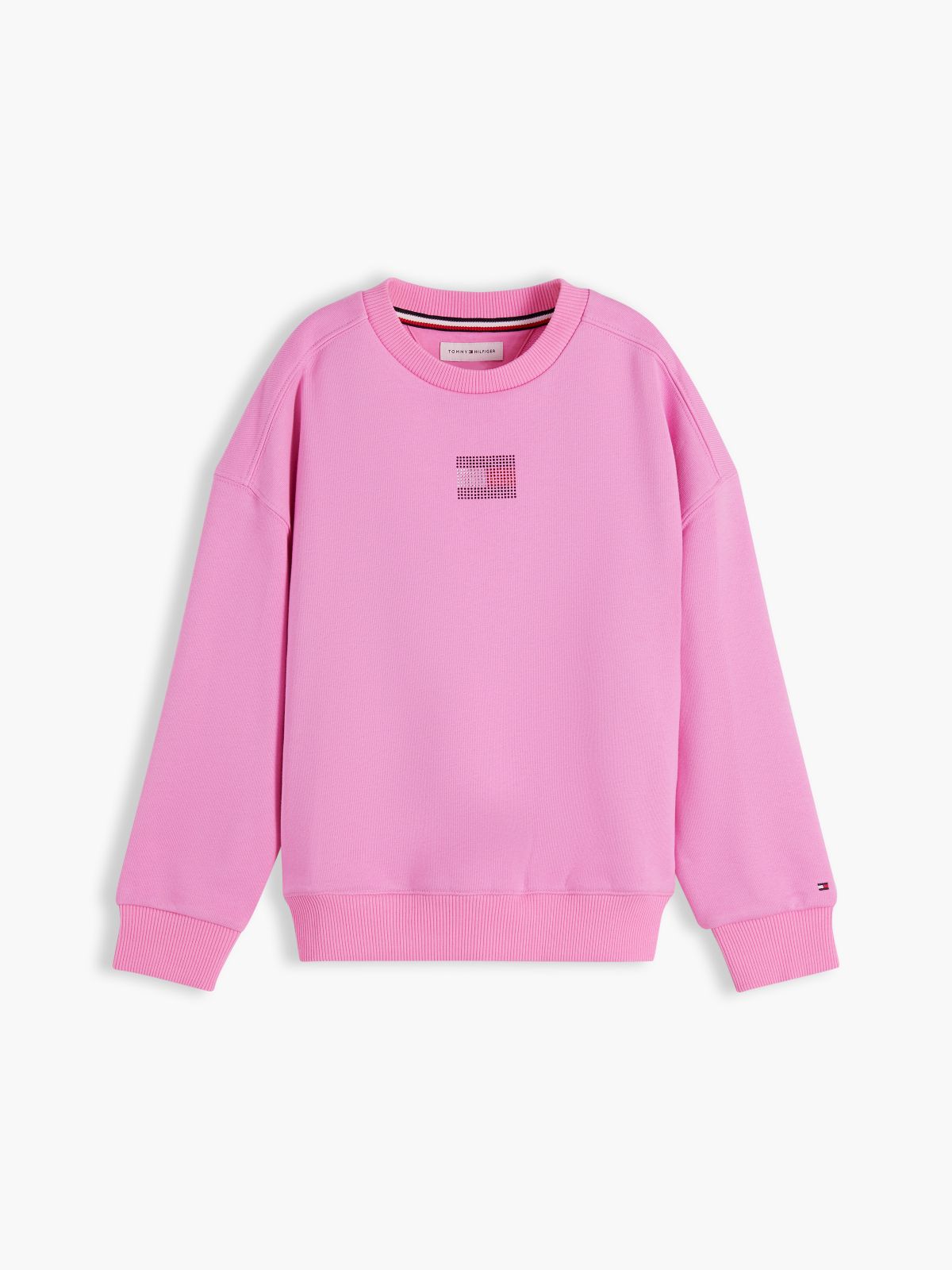 Kids' Rhinestone Flag Logo Sweatshirt — Pink Daisy