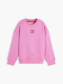 Kids' Rhinestone Flag Logo Sweatshirt — Pink Daisy 5