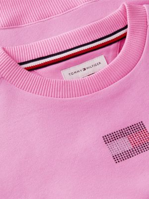 Детские толстовки Tommy Hilfiger Rhinestone Flag Logo, цвет: Розовый — фото 6
