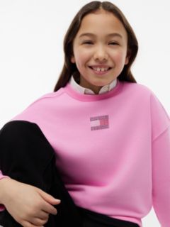 Kids' Rhinestone Flag Logo Sweatshirt — Pink Daisy 3
