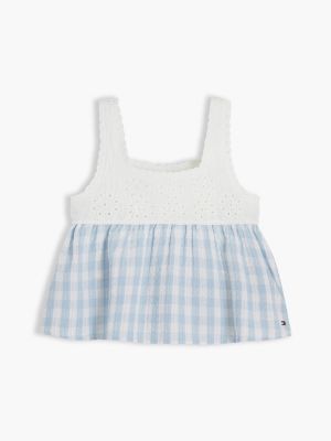 Детские топы Tommy Hilfiger Kids' Gingham Seersucker Crochet Top — фото 5