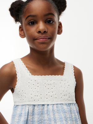 Детские топы Tommy Hilfiger Kids' Gingham Seersucker Crochet Top — фото 3