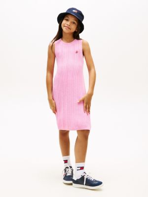 Kids' Sleeveless Crochet Dress, Rose Petal