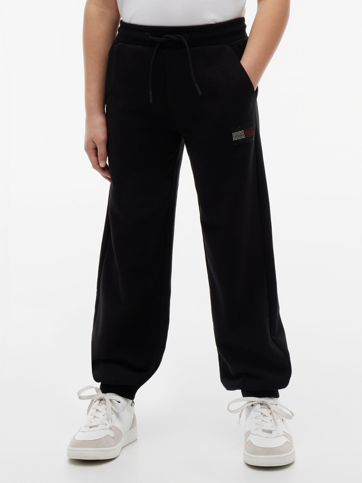 Kids' Rhinestone Flag Sweatpant — Black