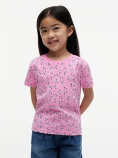 Kids' Doodle Print T-Shirt — Pink Daisy 1