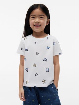 Kids' Doodle Print T-Shirt, White