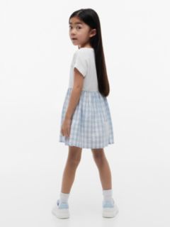 Kids' Gingham Seersucker Combo Dress — Breezy Blue 4