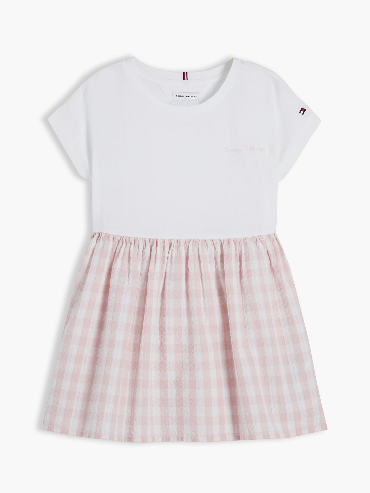 Kids' Gingham Seersucker Combo Dress — Whimsy Pink