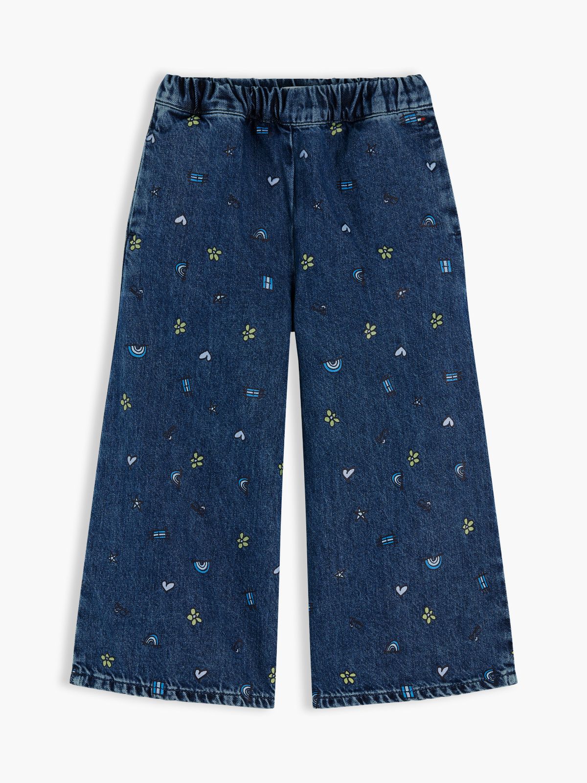 Kids' Doodle Print Denim Culotte — Medium Denim