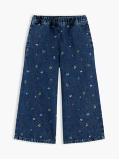 Kids' Doodle Print Denim Culotte — Medium Denim 5