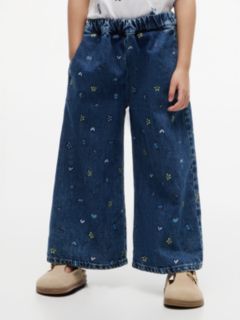 Kids' Doodle Print Denim Culotte — Medium Denim 2