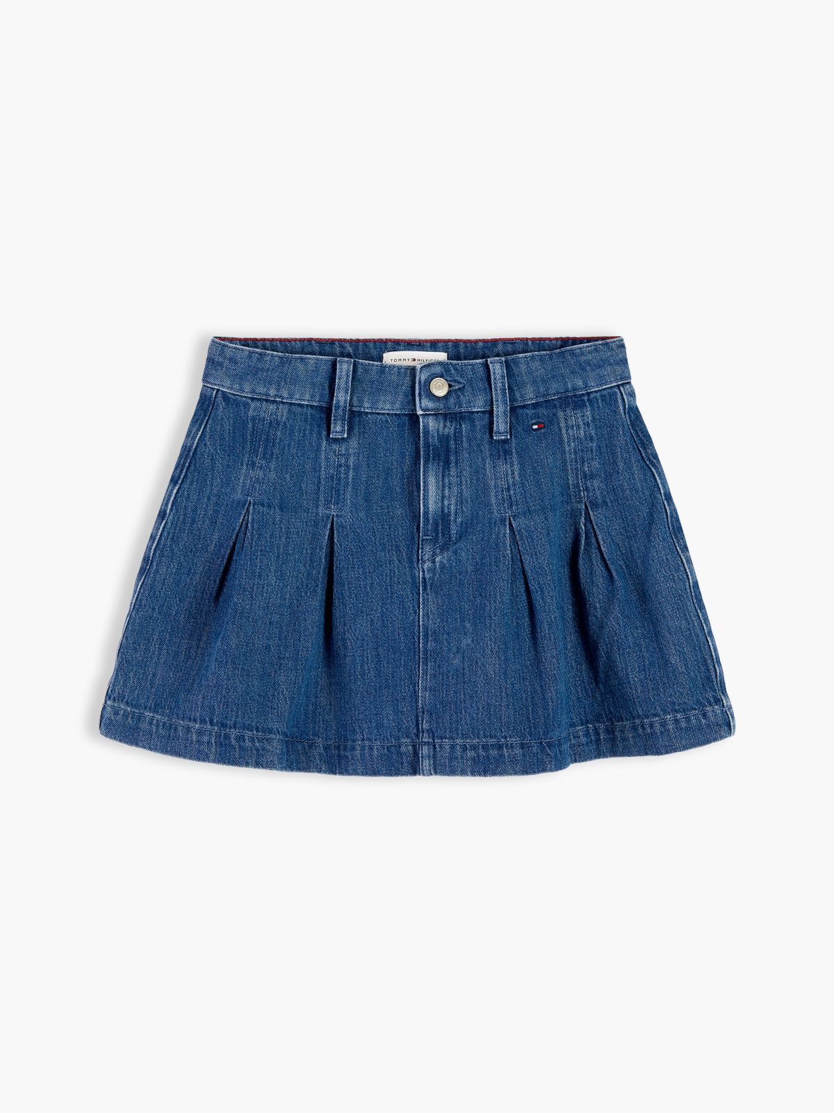 Kids' Pleated Denim Mini Skirt — Blue