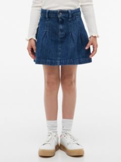 Kids' Pleated Denim Mini Skirt — Blue 2