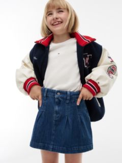 Kids' Pleated Denim Mini Skirt — Blue 3