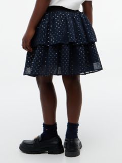 Kids' Foil Dot Tiered Skirt — Blue 4