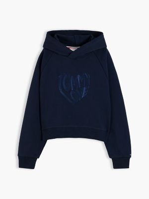 Детское худи Tommy Hilfiger Tonal Tommy Love Logo, цвет: Синий — фото 5