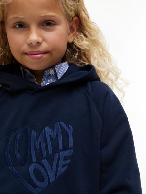 Детское худи Tommy Hilfiger Tonal Tommy Love Logo, цвет: Синий — фото 3