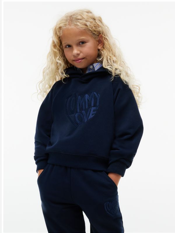 Kids' Tonal Tommy Love Logo Hoodie — Blue