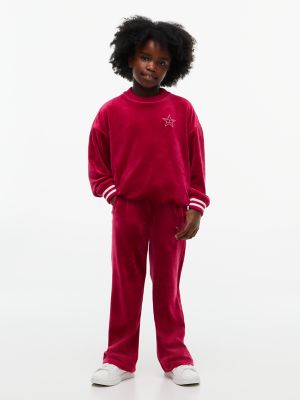 Tommy Hilfiger Girls' Kids' Studded Star Logo Velour Sweatpant - Blissful Berry - 8
