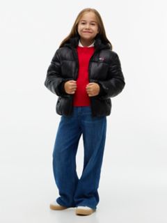 Kids' Shiny Hooded Puffer Jacket — Black 2