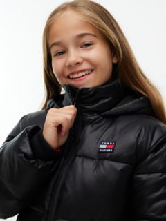 Kids' Shiny Hooded Puffer Jacket — Black 3
