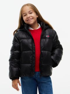 Kids' Shiny Hooded Puffer Jacket — Black 1