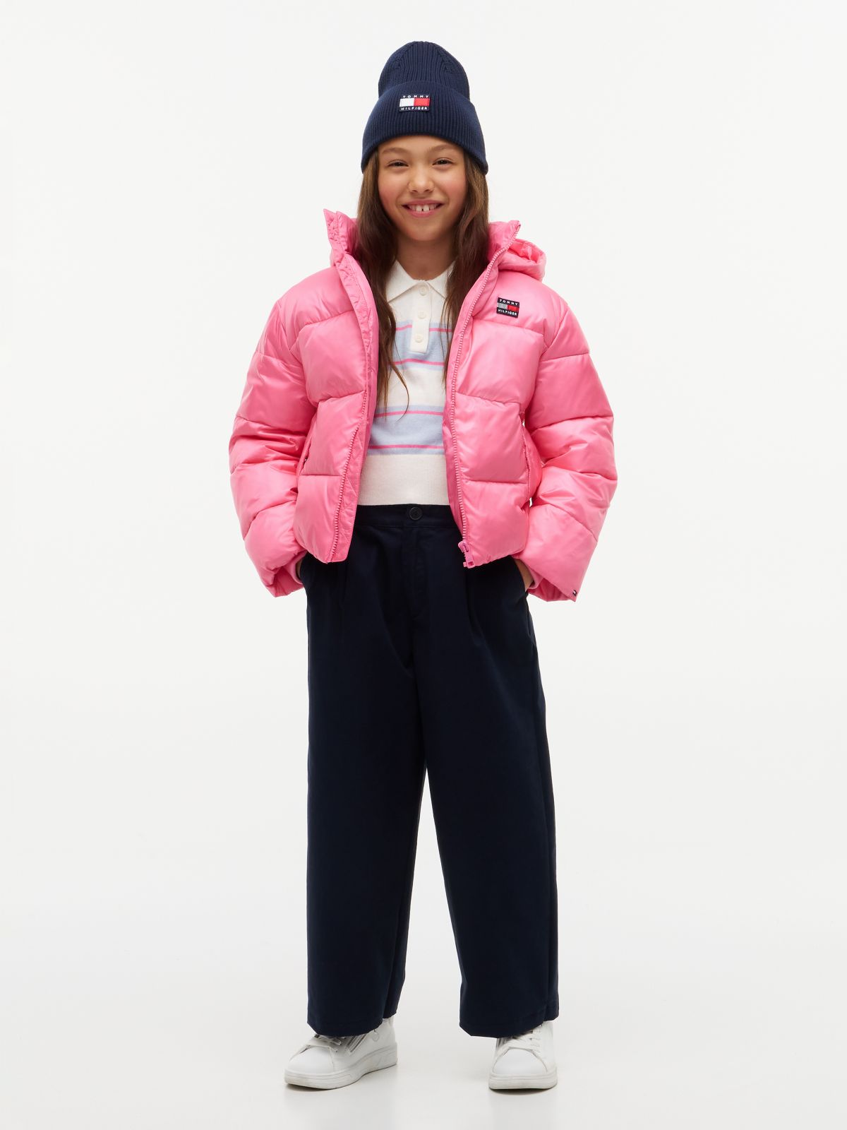 Kids' Shiny Hooded Puffer Jacket — Exotic Pink