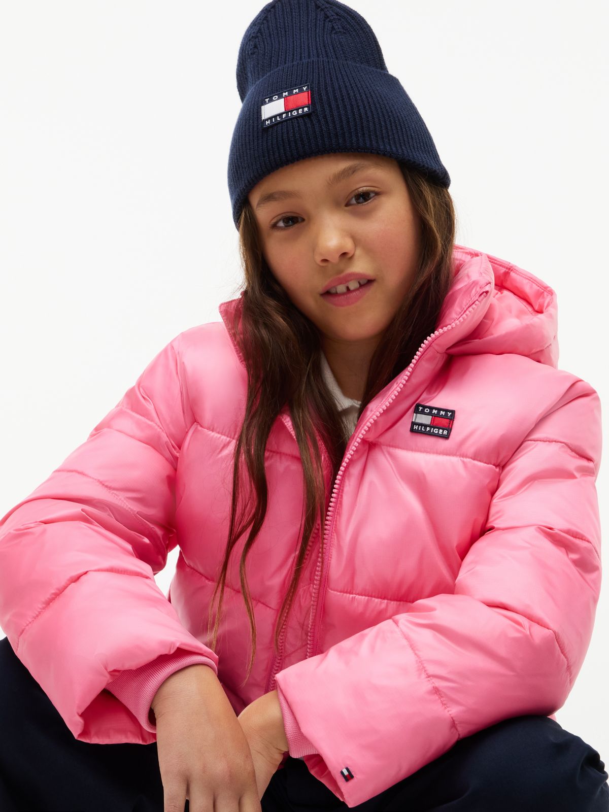 Kids' Shiny Hooded Puffer Jacket — Exotic Pink