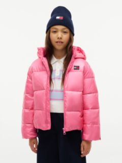 Kids' Shiny Hooded Puffer Jacket — Exotic Pink 1