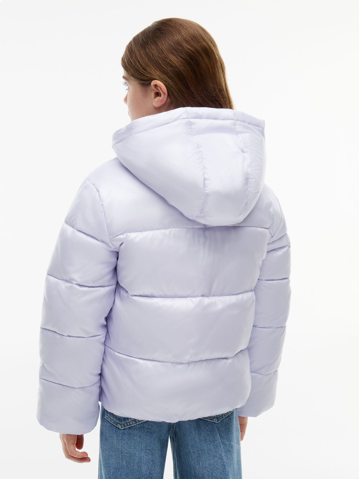 Kids' Shiny Hooded Puffer Jacket — Lavender Ice