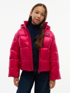 Kids' Shiny Hooded Puffer Jacket — Blissful Berry 1