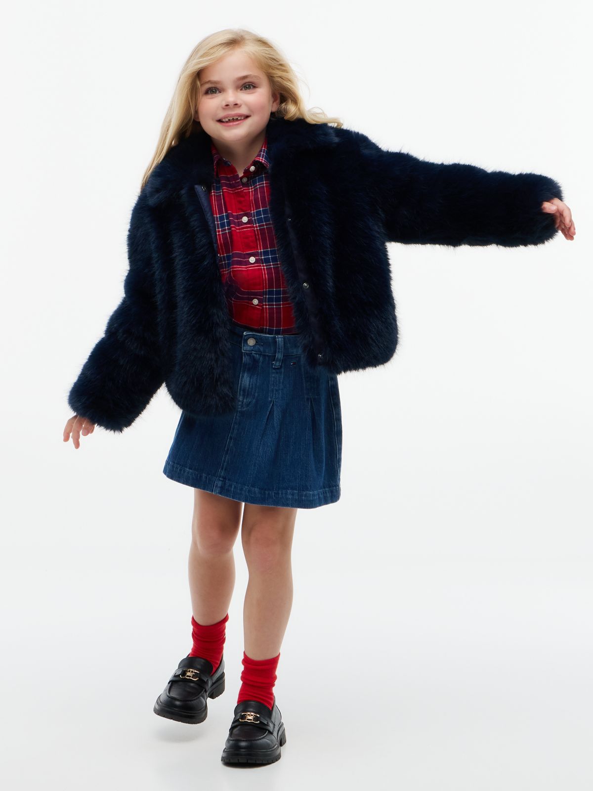 Kids' Faux Fur Jacket — Navy