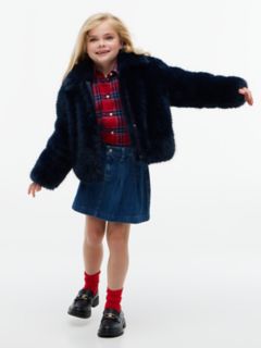 Kids' Faux Fur Jacket — Navy 2