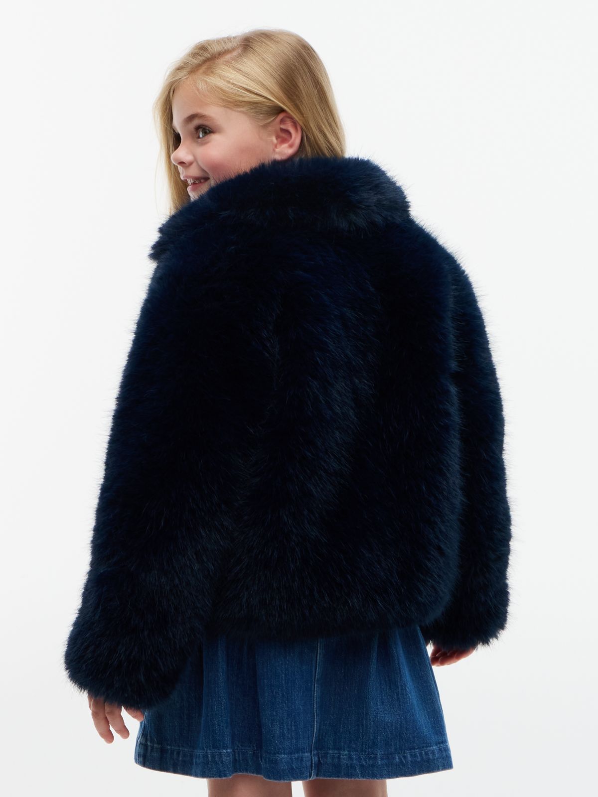Kids' Faux Fur Jacket — Navy