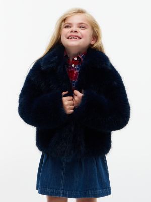 Kids' Faux Fur Jacket, Navy