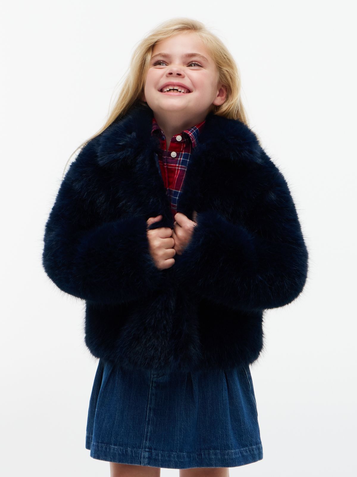 Kids' Faux Fur Jacket — Navy