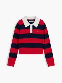 Kids' Wool Blend Sweater Polo — Navy/Red Stripe 5